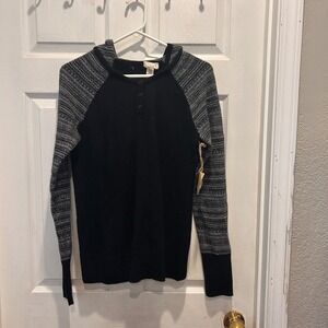 Telluride Clothing Co. Womens Black Hooded Wool‎ Sweater Knit Raglan Sleeve Sz M